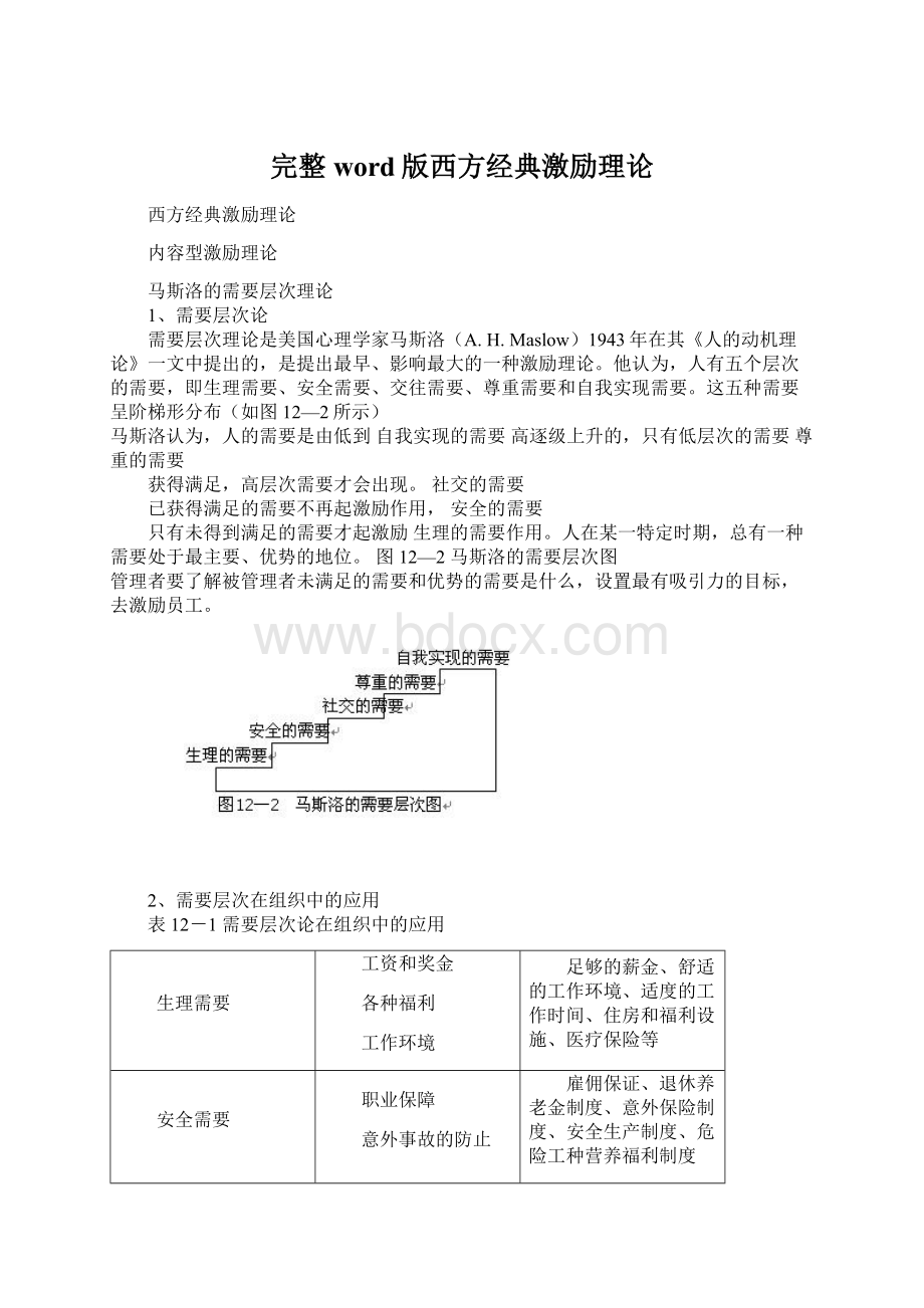 完整word版西方经典激励理论.docx_第1页