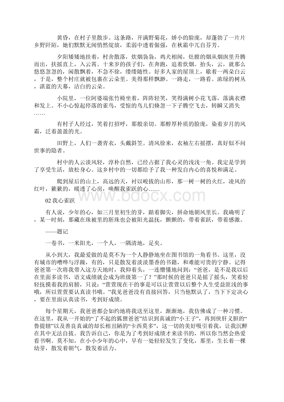 精选教育江苏省扬州市中考作文题目及满分作文我心雀跃doc.docx_第3页