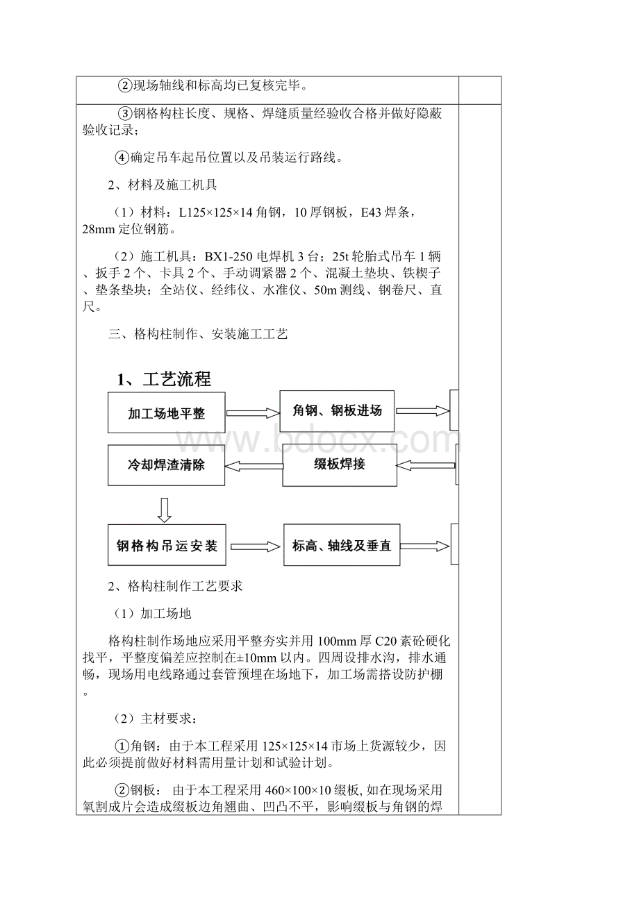 工程格构柱制作与安装技术交底.docx_第3页