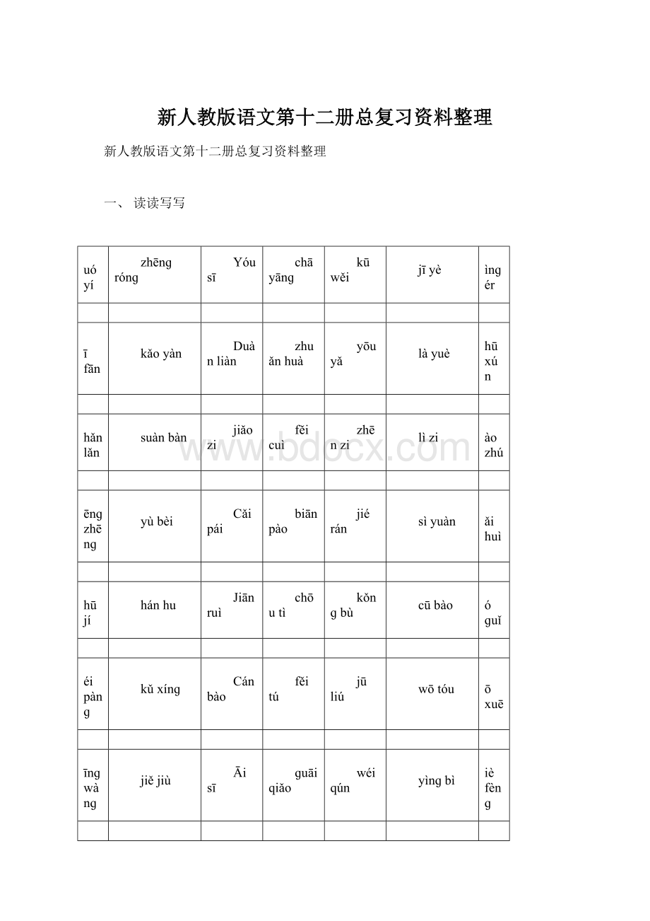 新人教版语文第十二册总复习资料整理.docx