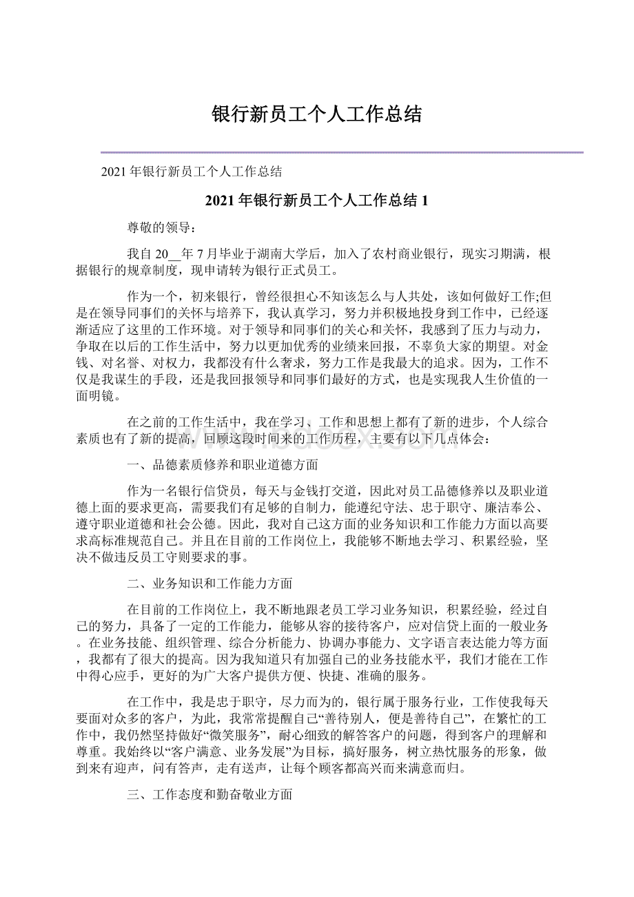 银行新员工个人工作总结.docx