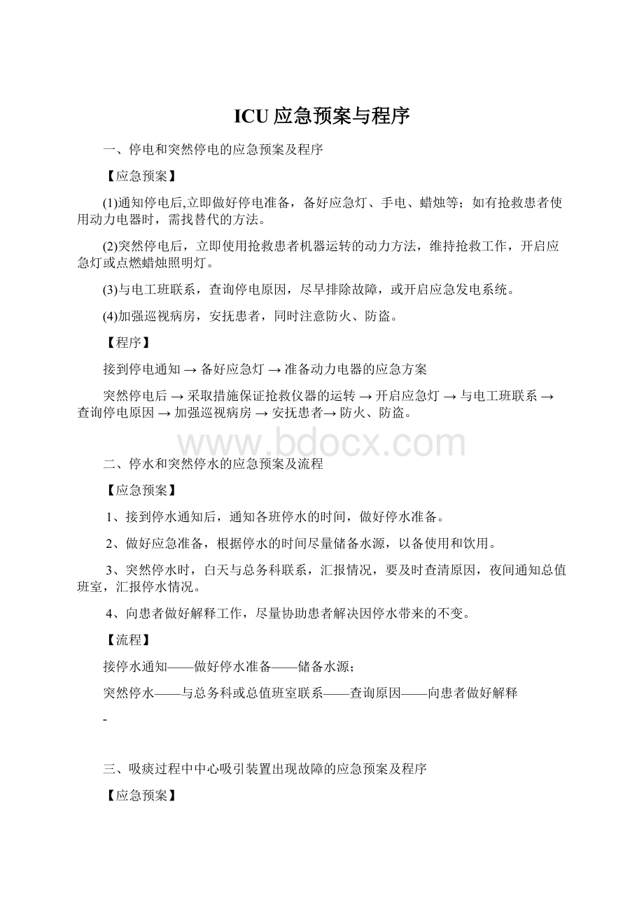 ICU应急预案与程序Word格式文档下载.docx_第1页