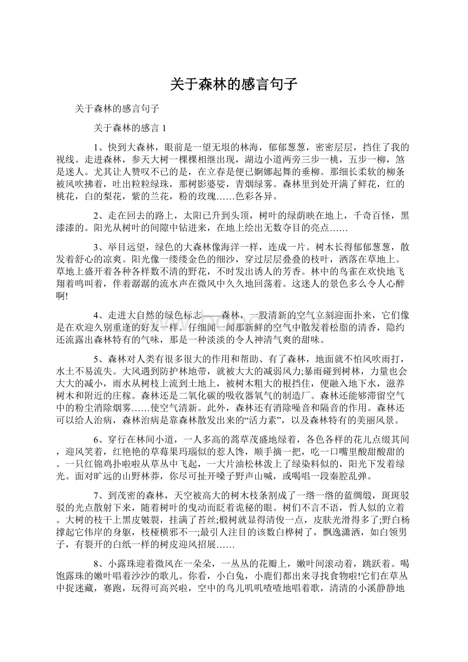 关于森林的感言句子Word文档格式.docx