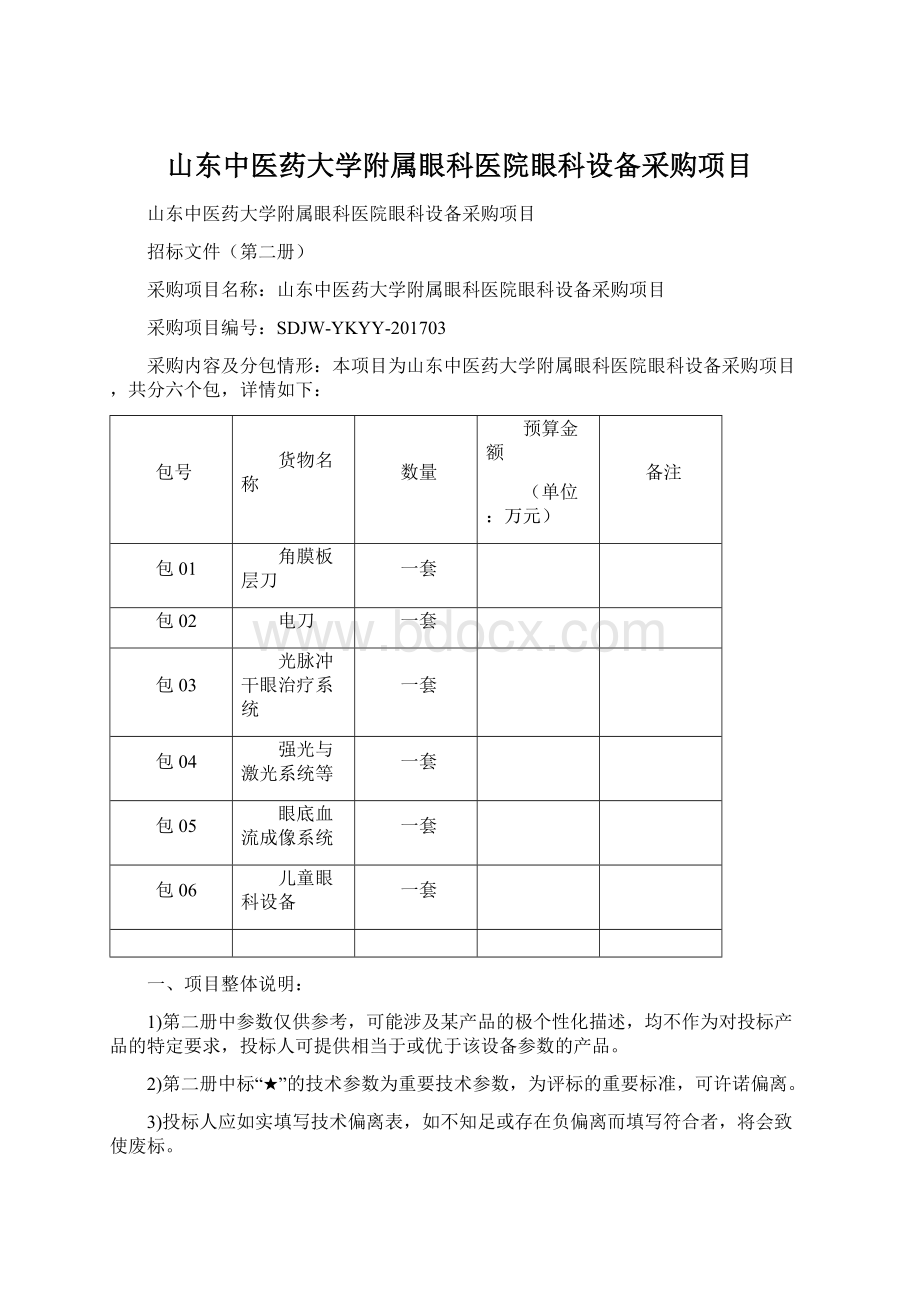 山东中医药大学附属眼科医院眼科设备采购项目.docx_第1页