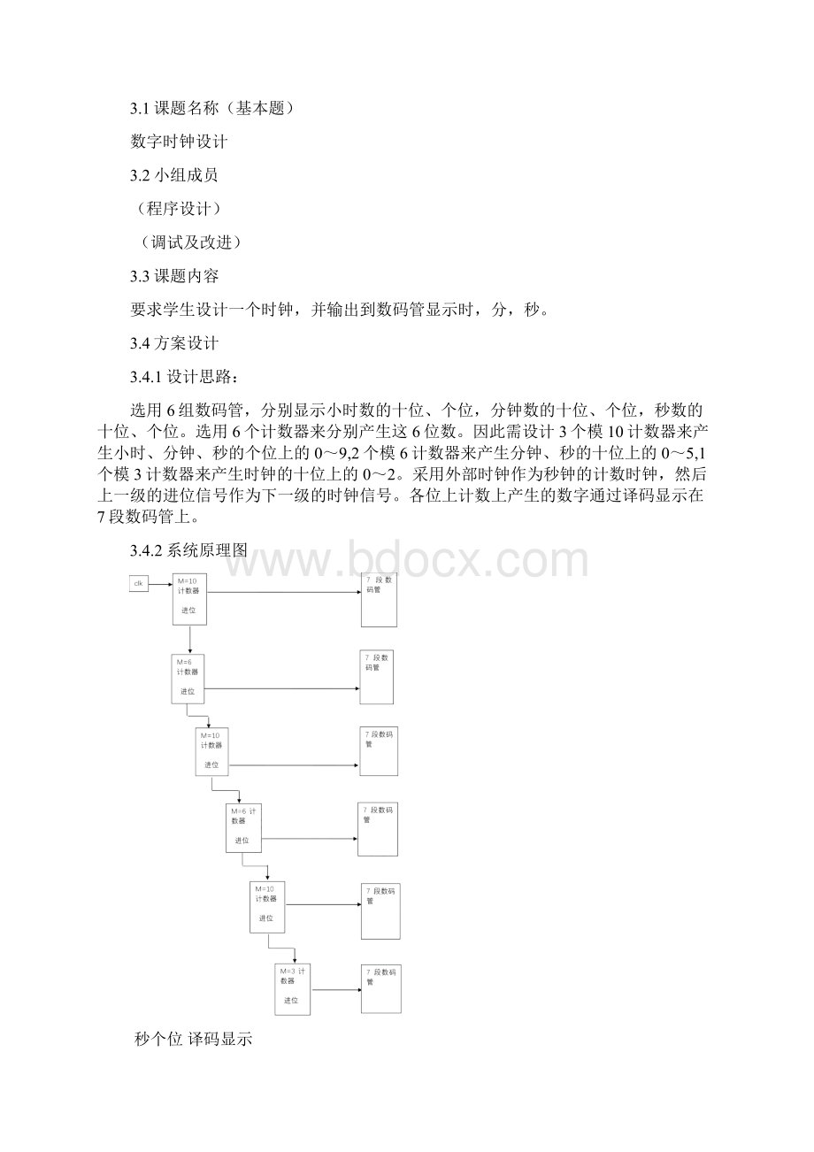 南京邮电大学VHDL设计报告数字时钟设计数码管学号滚动显示Word格式.docx_第2页