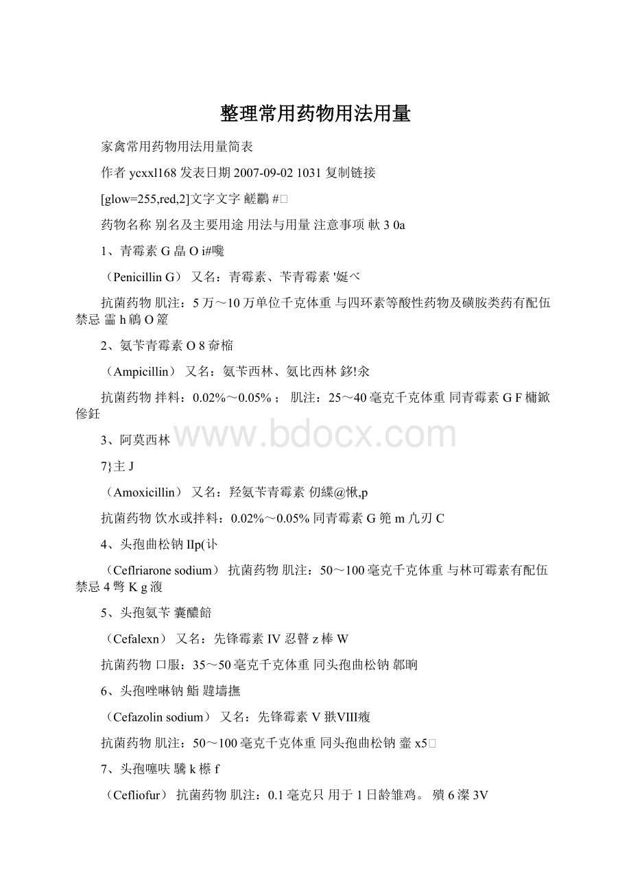 整理常用药物用法用量.docx_第1页