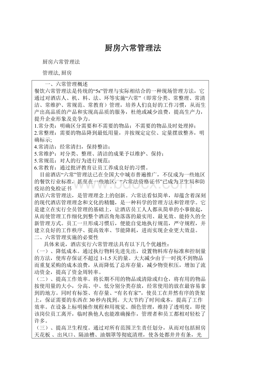 厨房六常管理法Word文档格式.docx