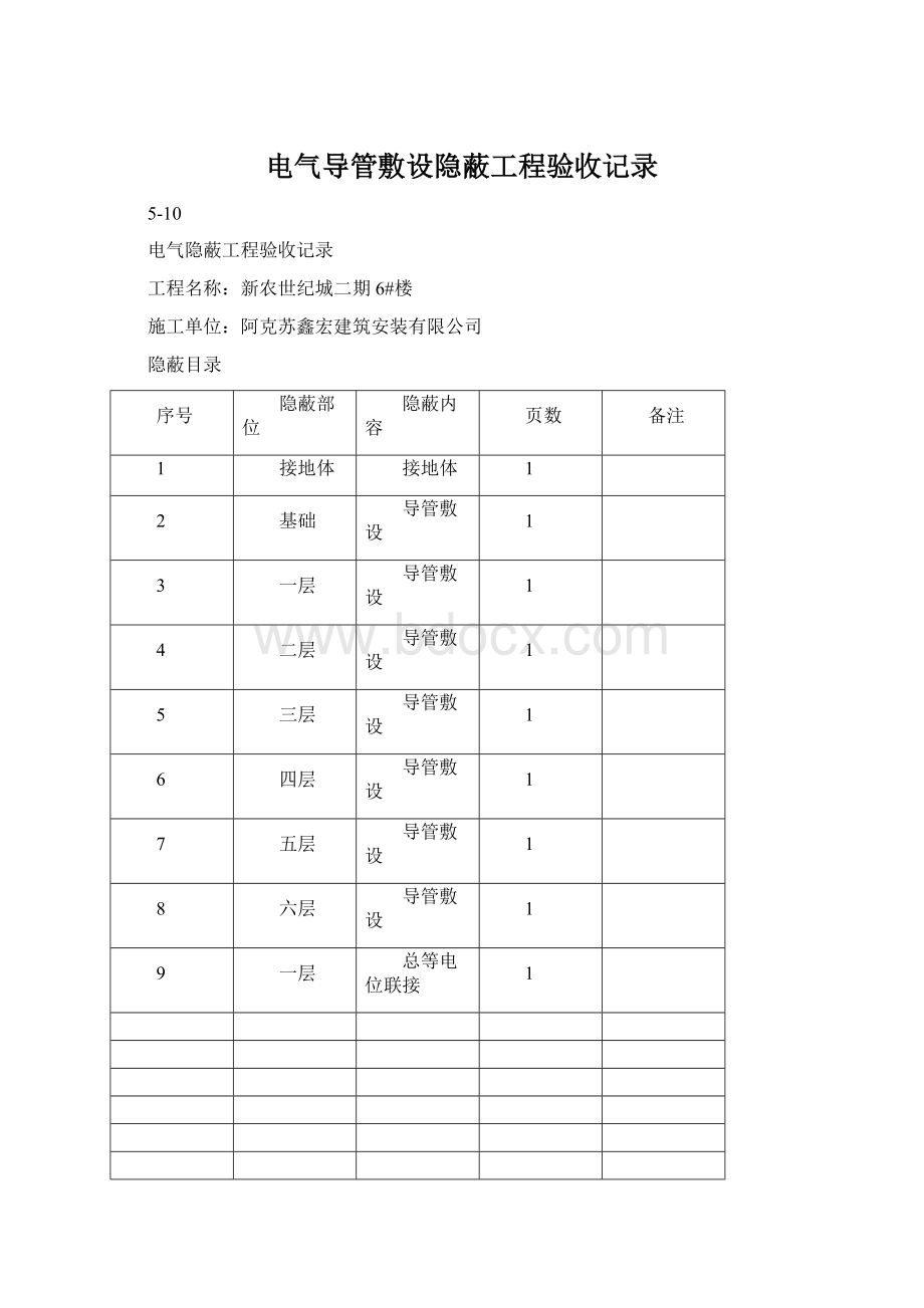 电气导管敷设隐蔽工程验收记录.docx