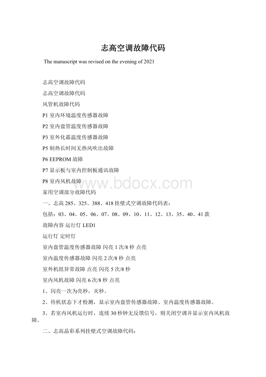 志高空调故障代码Word文档下载推荐.docx_第1页