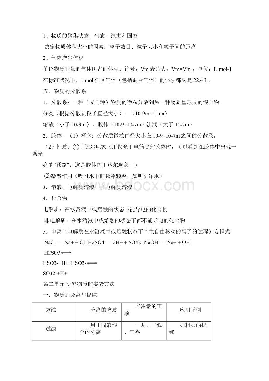 高一化学上学期期末复习提纲强烈推荐.docx_第3页