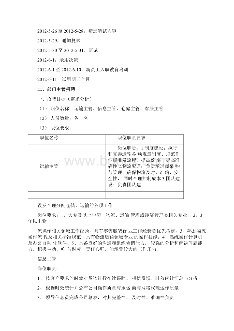 物流部招聘计划书文档格式.docx_第3页