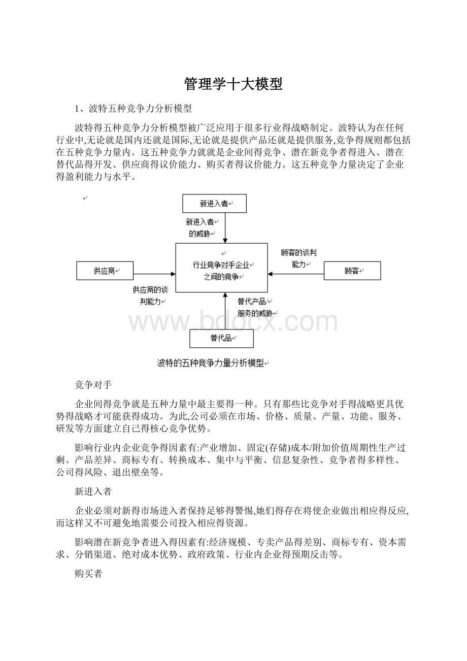 管理学十大模型Word格式.docx