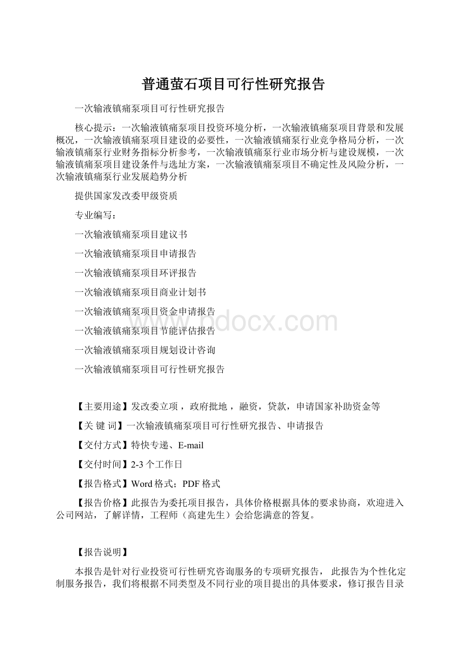 普通萤石项目可行性研究报告文档格式.docx_第1页