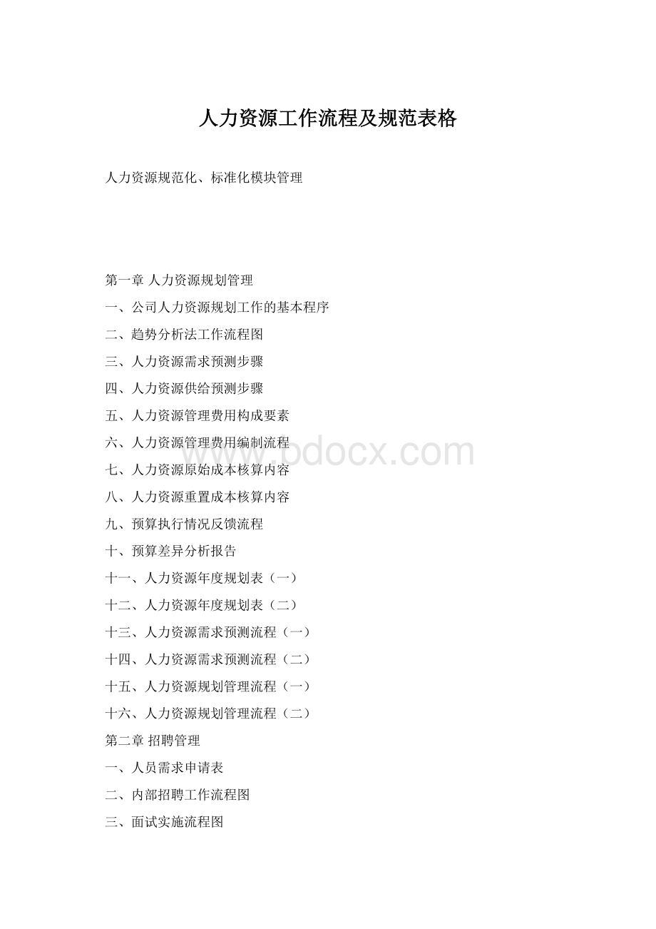 人力资源工作流程及规范表格Word文件下载.docx