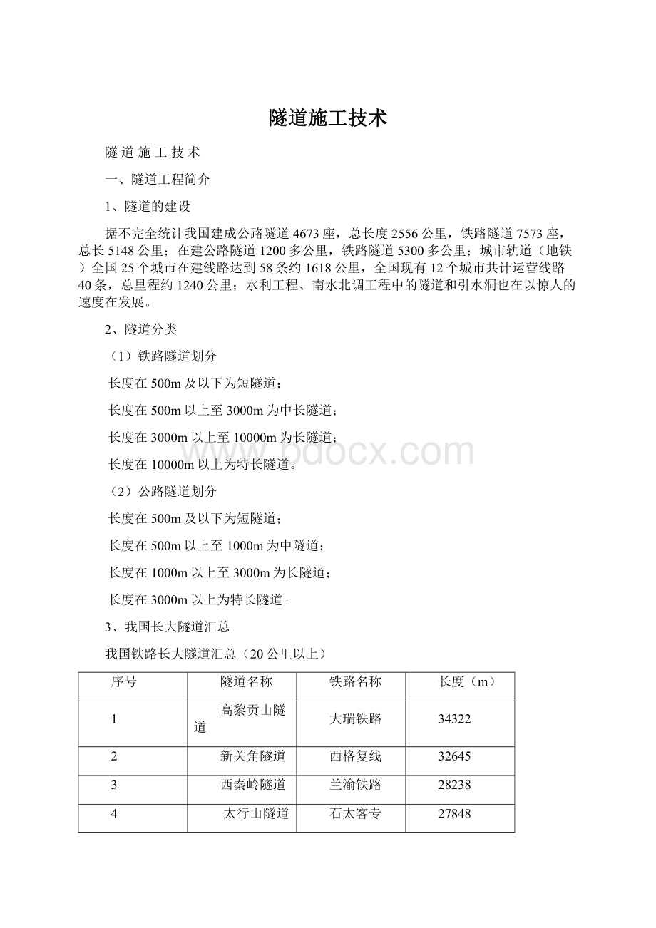 隧道施工技术Word文件下载.docx