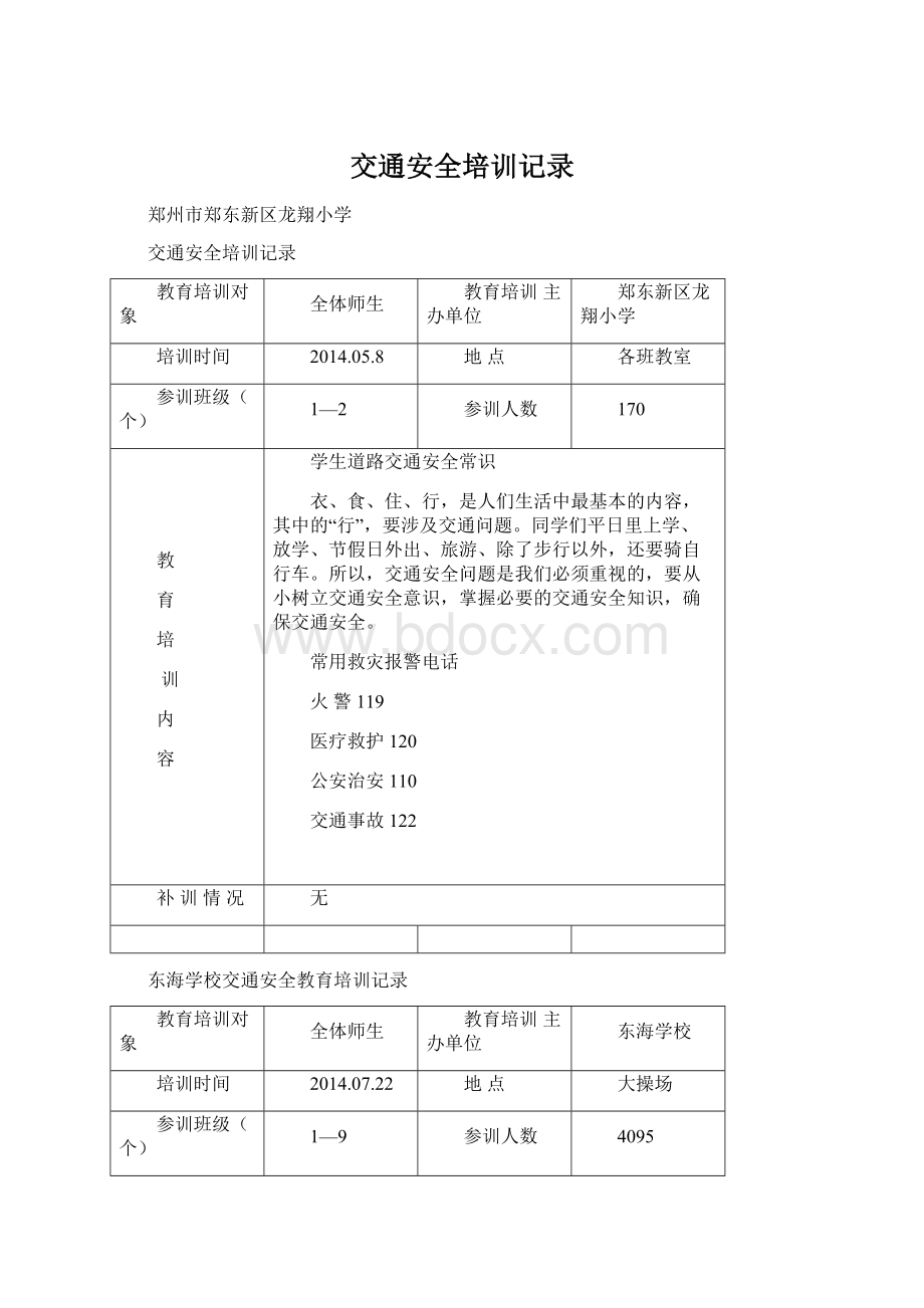 交通安全培训记录.docx_第1页