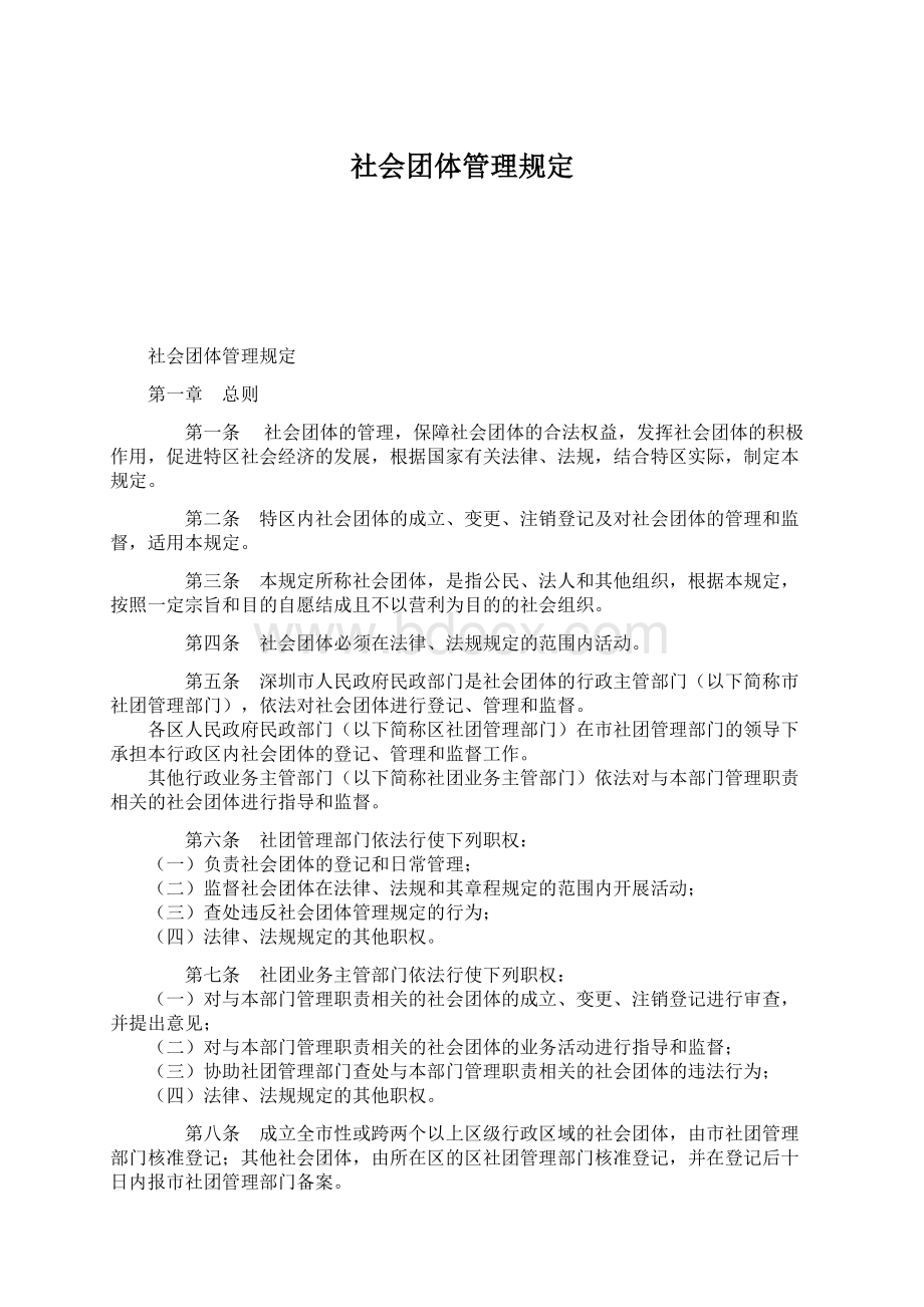 社会团体管理规定Word文档下载推荐.docx