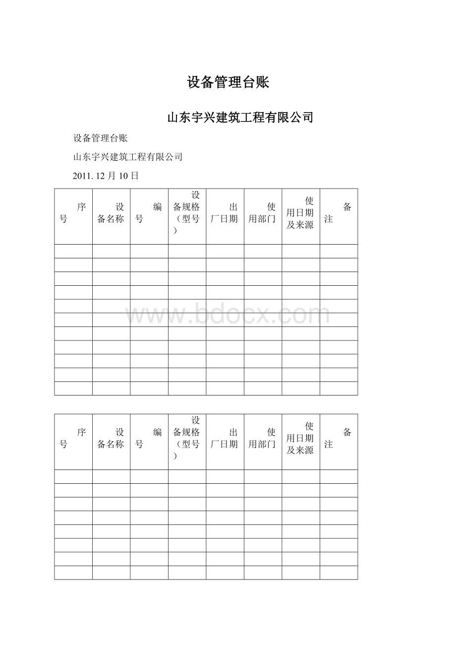 设备管理台账Word文档格式.docx_第1页