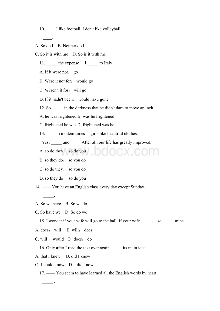 英语倒装句练习题及答案Word格式文档下载.docx_第2页