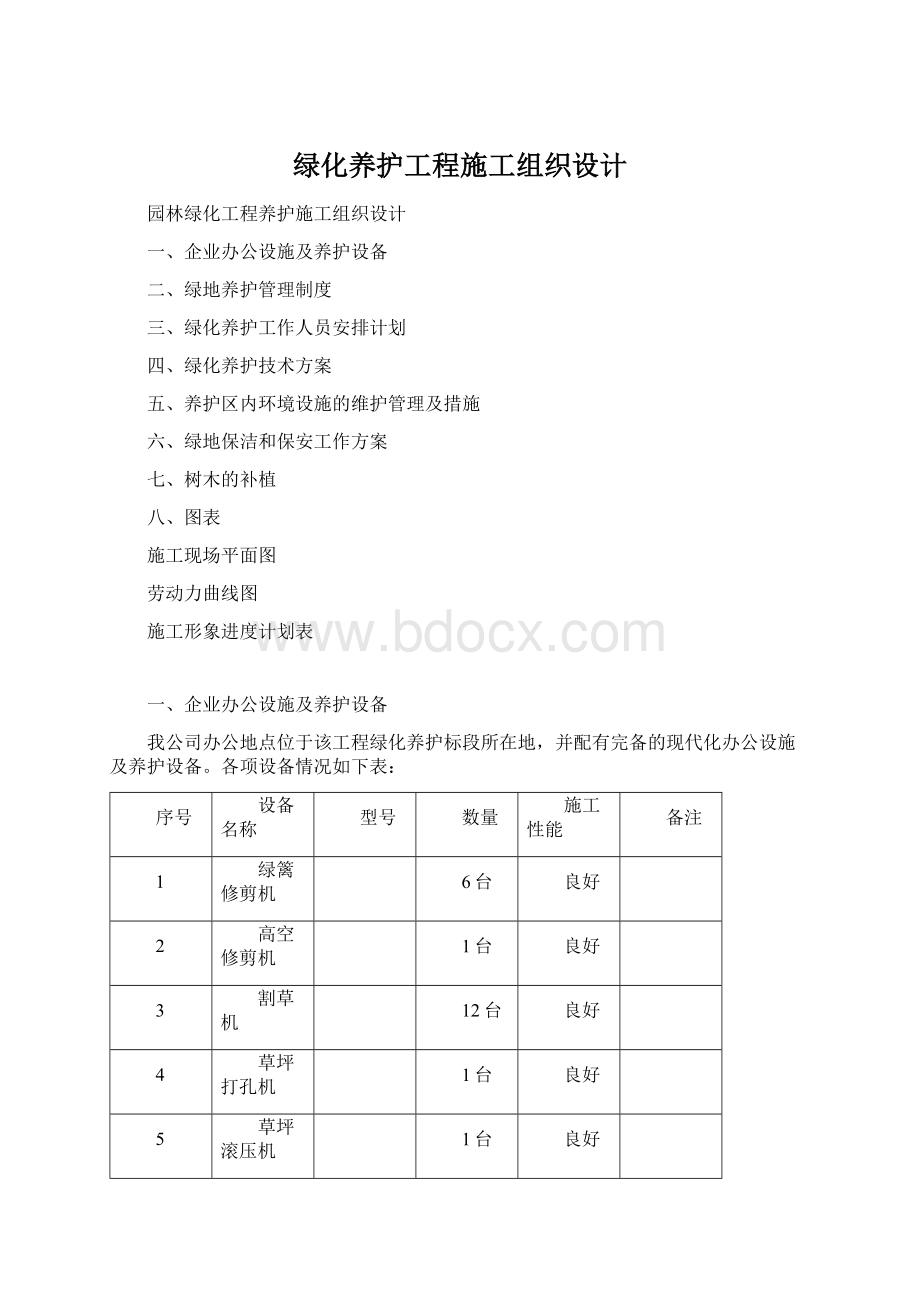 绿化养护工程施工组织设计Word文档格式.docx_第1页