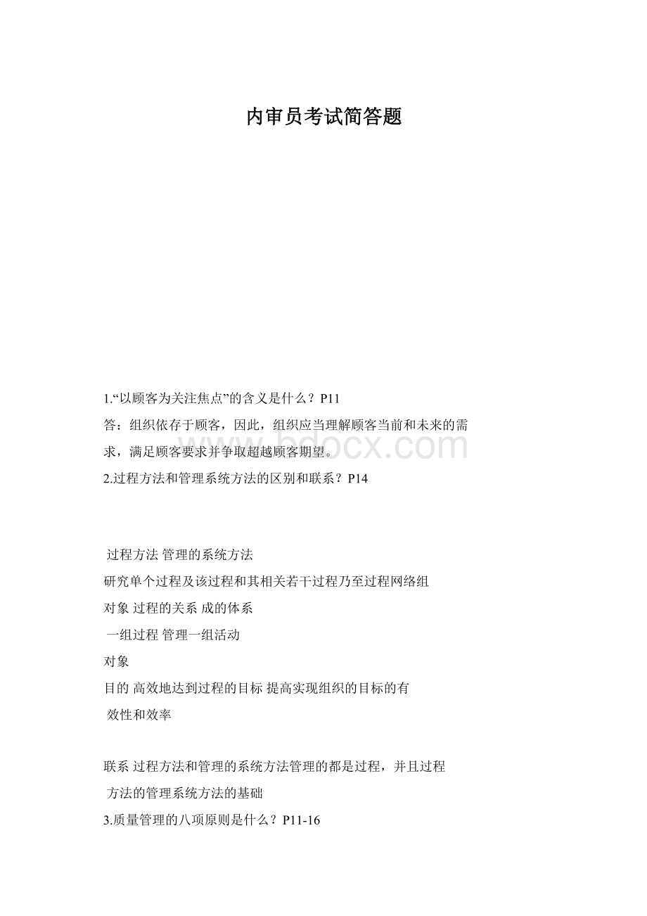 内审员考试简答题Word格式文档下载.docx