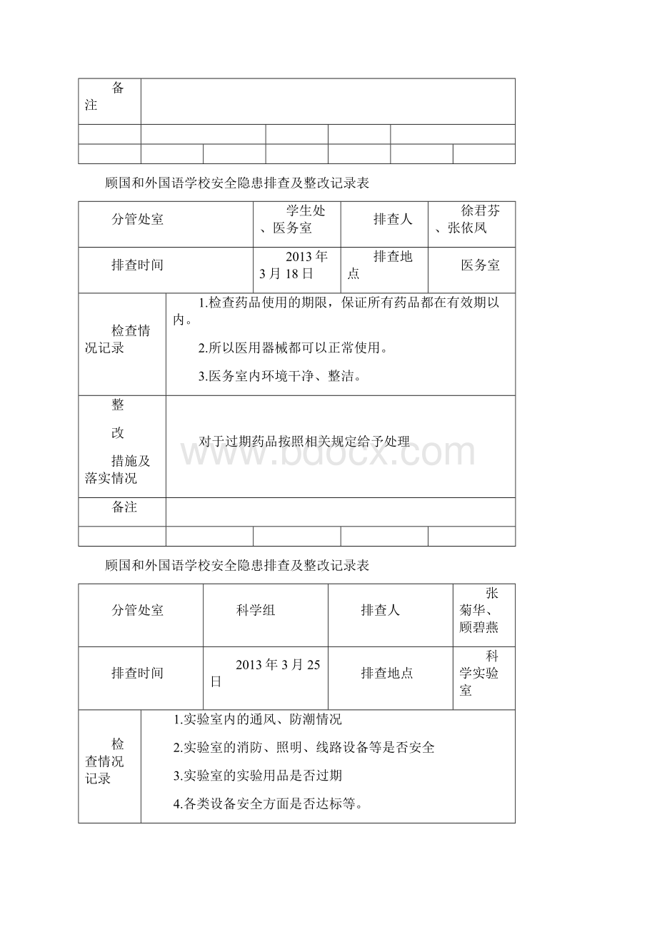 学校安全隐患排查与整改记录表.docx_第3页