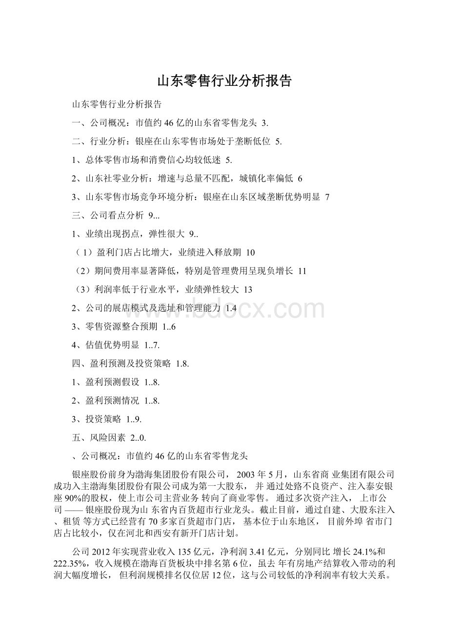 山东零售行业分析报告.docx_第1页