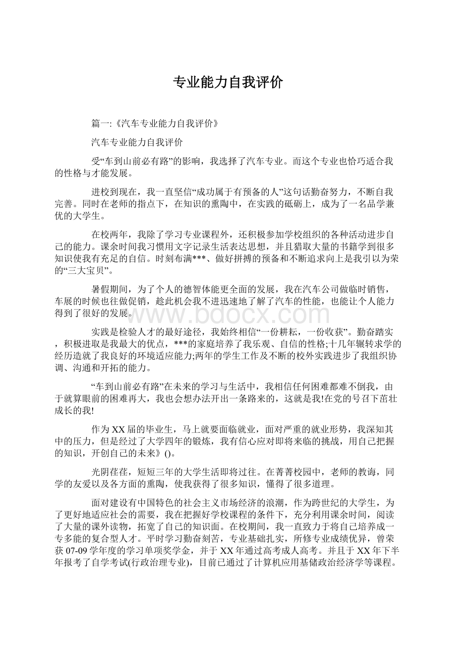 专业能力自我评价.docx_第1页