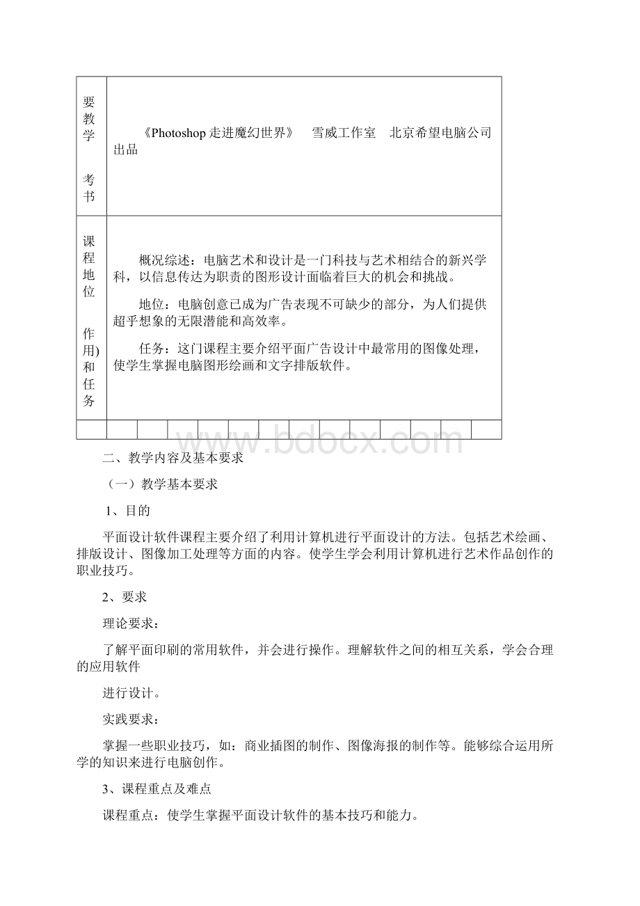 平面设计软件课程教学大纲Word文件下载.docx_第2页