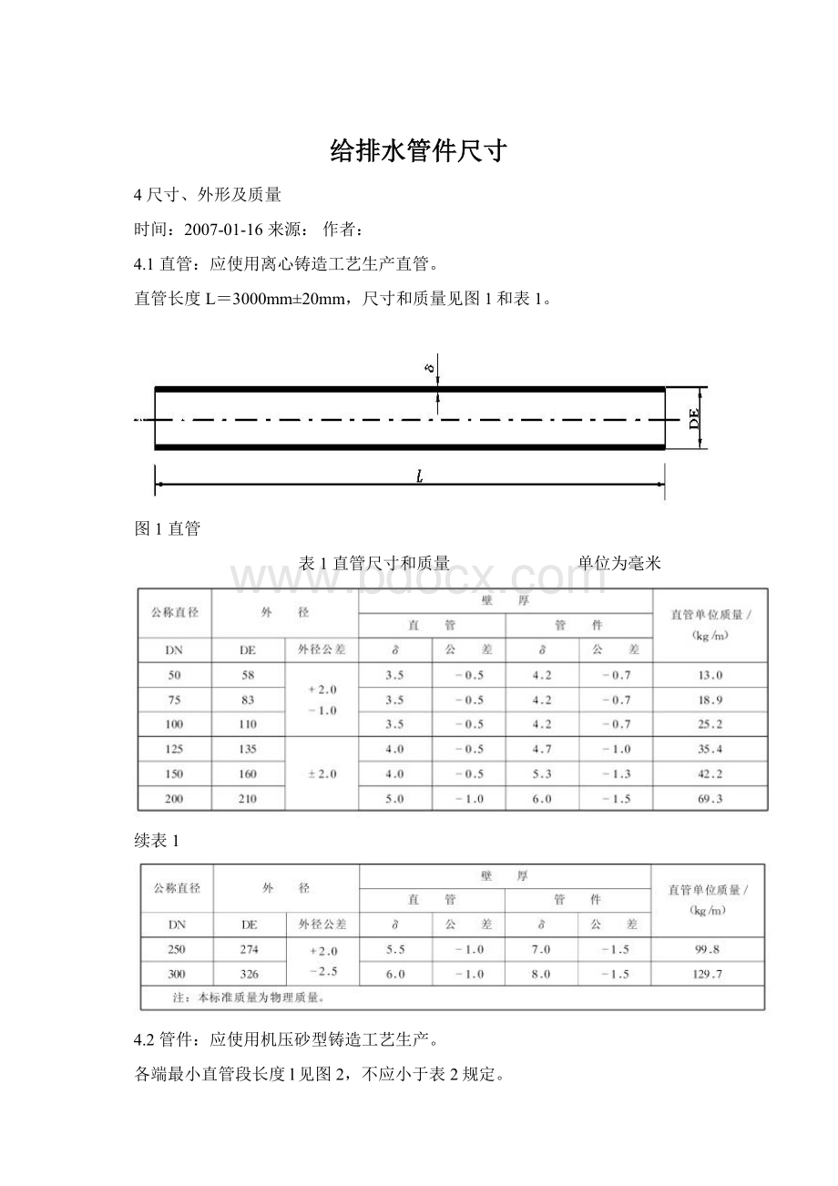 给排水管件尺寸Word文件下载.docx