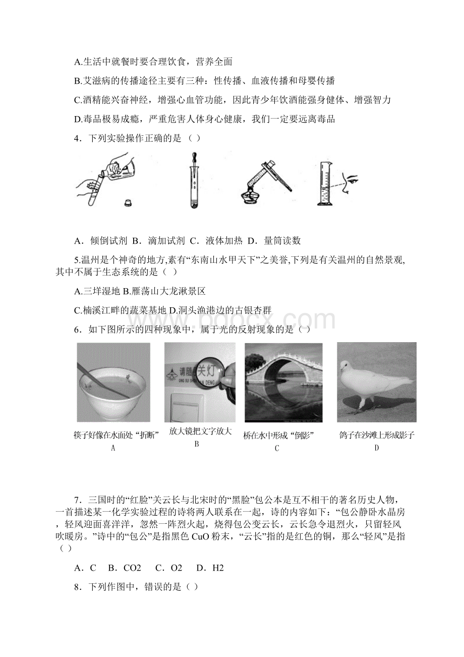 温州市初中科学学业考试模拟卷.docx_第2页