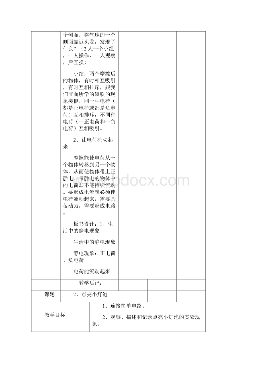 教科版小学科学四年级下册教案表格Word文档格式.docx_第3页