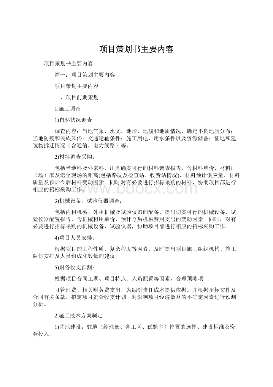 项目策划书主要内容.docx