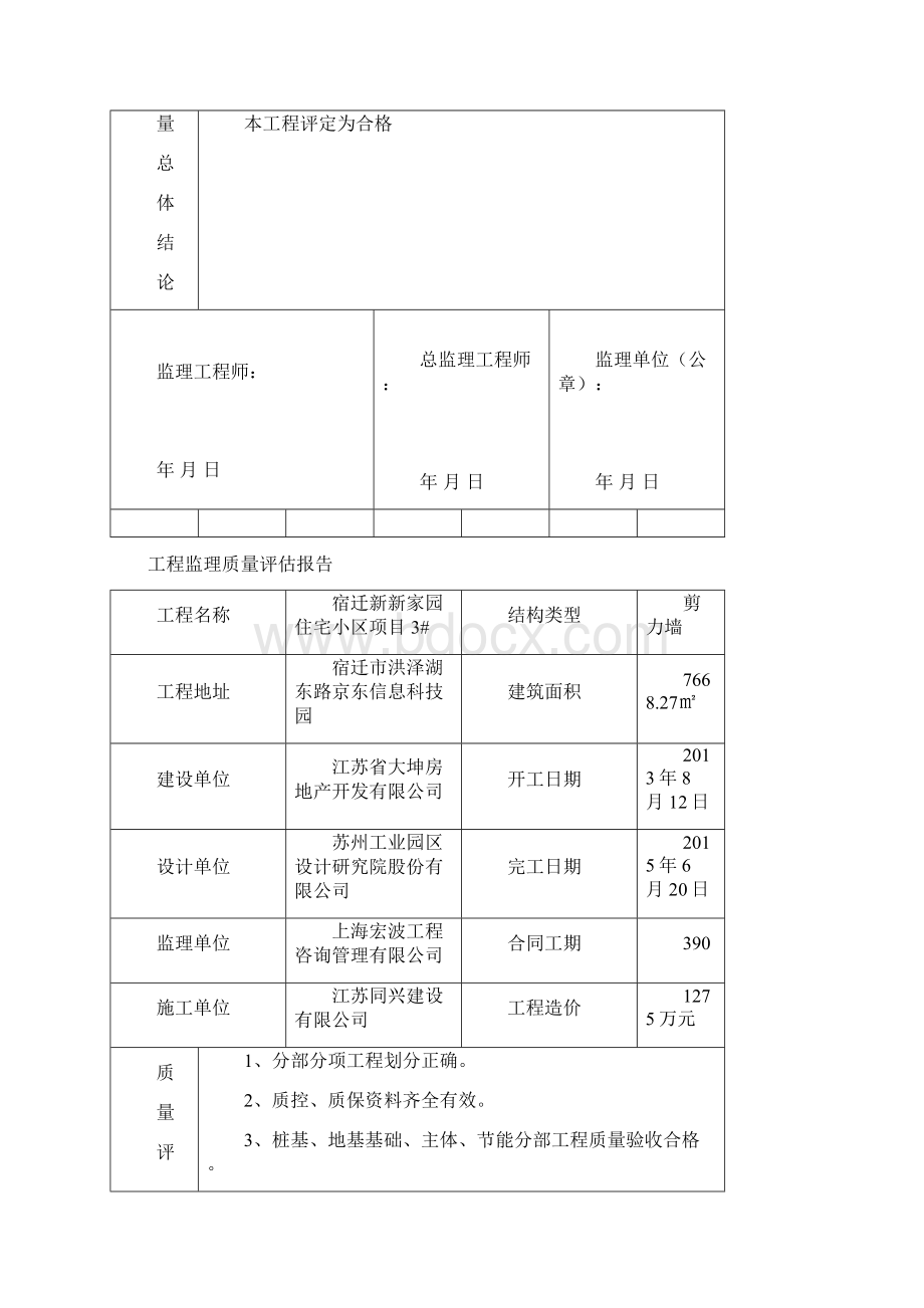 工程监理质量评估报告Word格式文档下载.docx_第3页