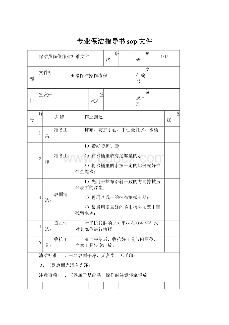 专业保洁指导书sop文件.docx_第1页