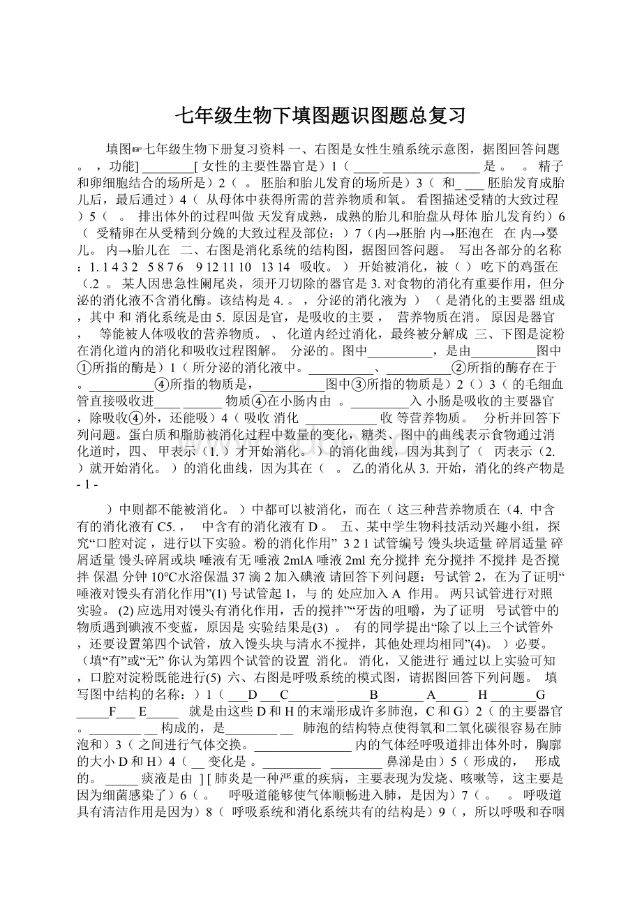 七年级生物下填图题识图题总复习Word文件下载.docx