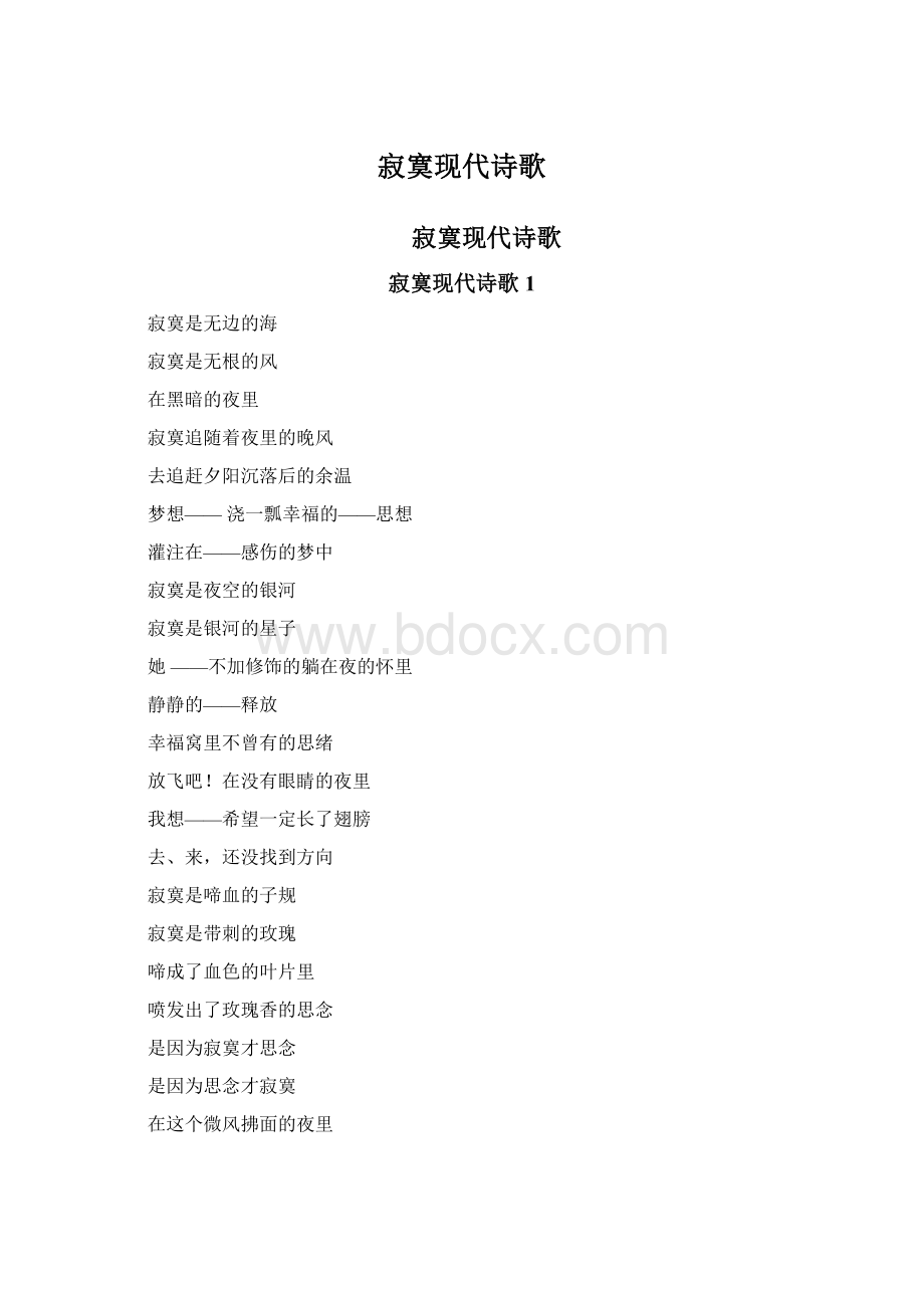 寂寞现代诗歌Word文档格式.docx