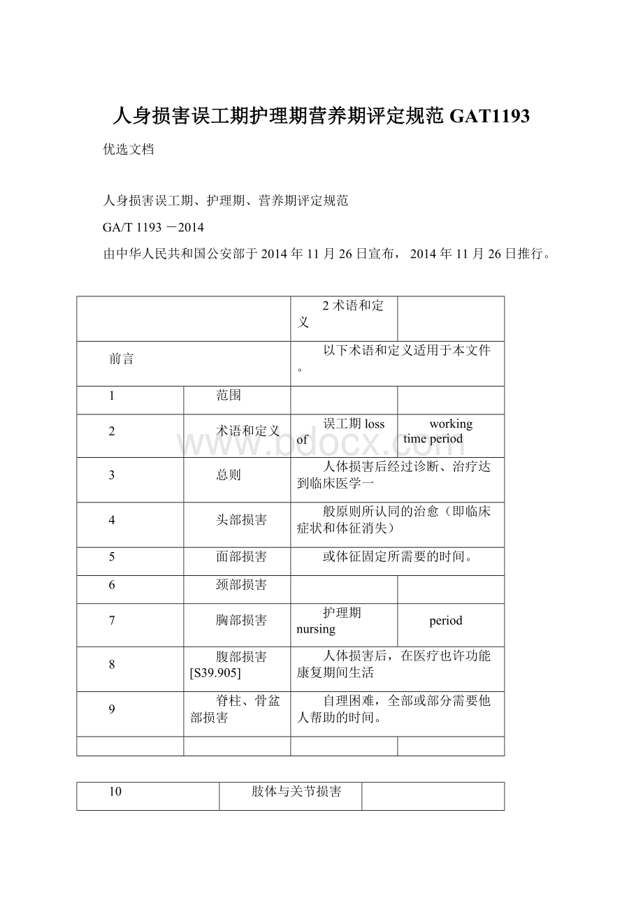 人身损害误工期护理期营养期评定规范GAT1193.docx