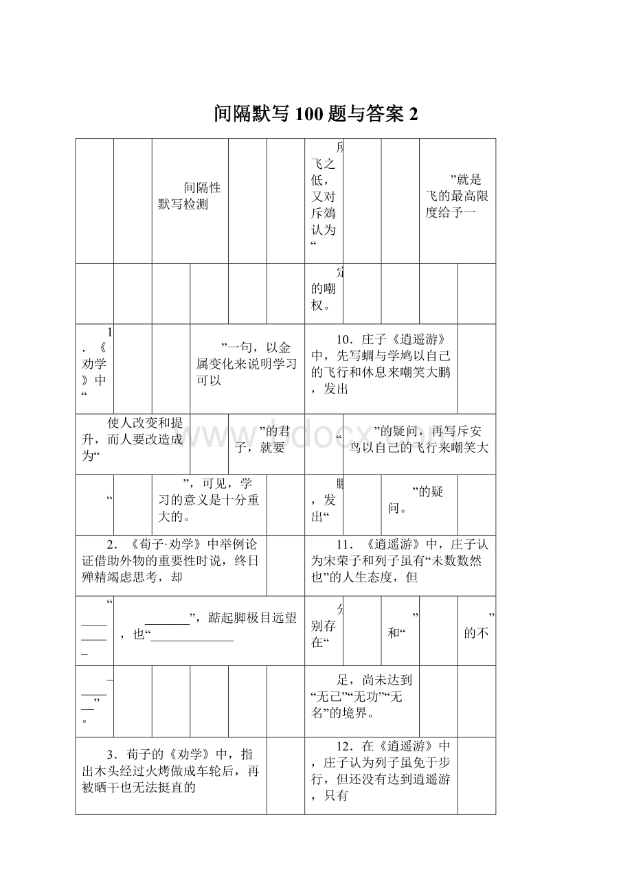 间隔默写100题与答案2.docx_第1页