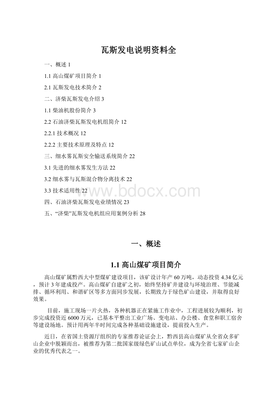 瓦斯发电说明资料全Word文档格式.docx