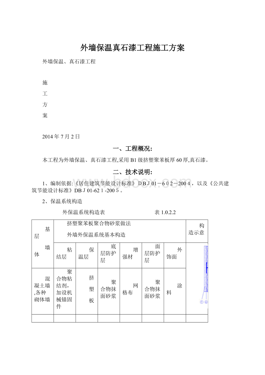 外墙保温真石漆工程施工方案文档格式.docx_第1页