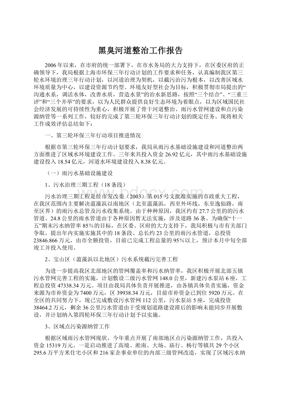 黑臭河道整治工作报告.docx