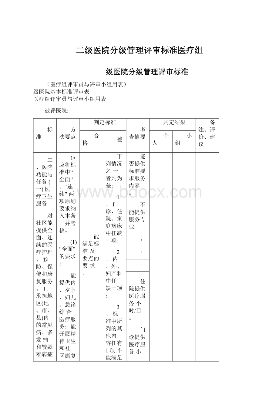 二级医院分级管理评审标准医疗组.docx