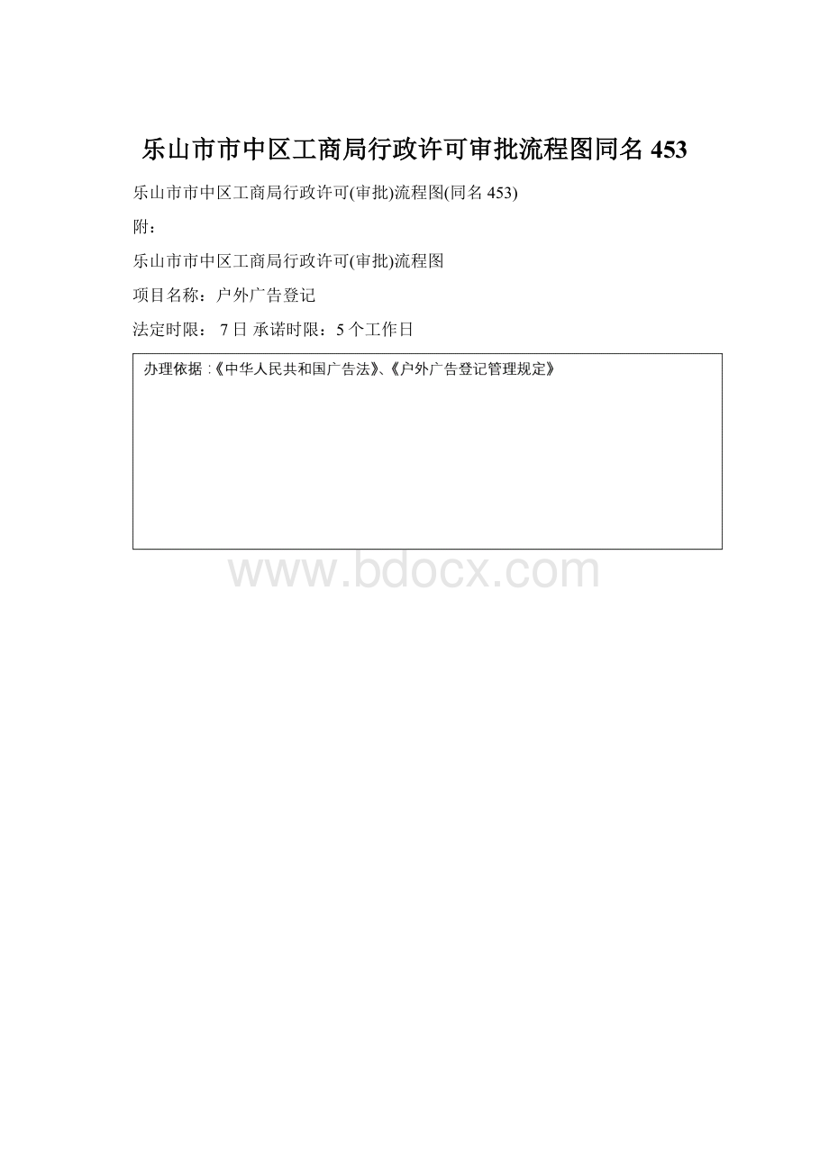 乐山市市中区工商局行政许可审批流程图同名453Word格式文档下载.docx