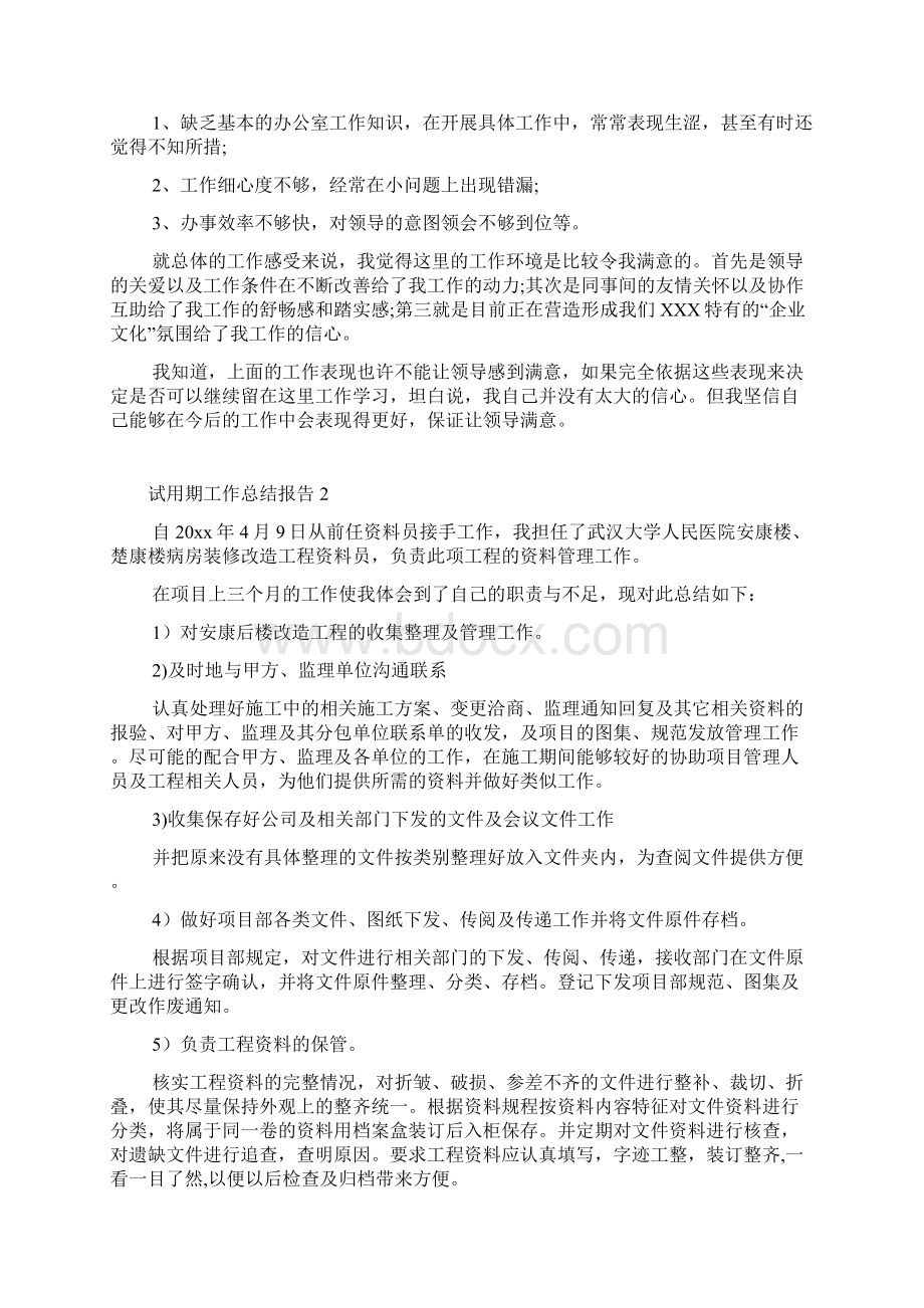 试用期工作总结报告15篇文档格式.docx_第2页