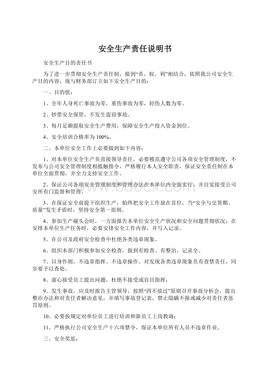 安全生产责任说明书Word文件下载.docx_第1页