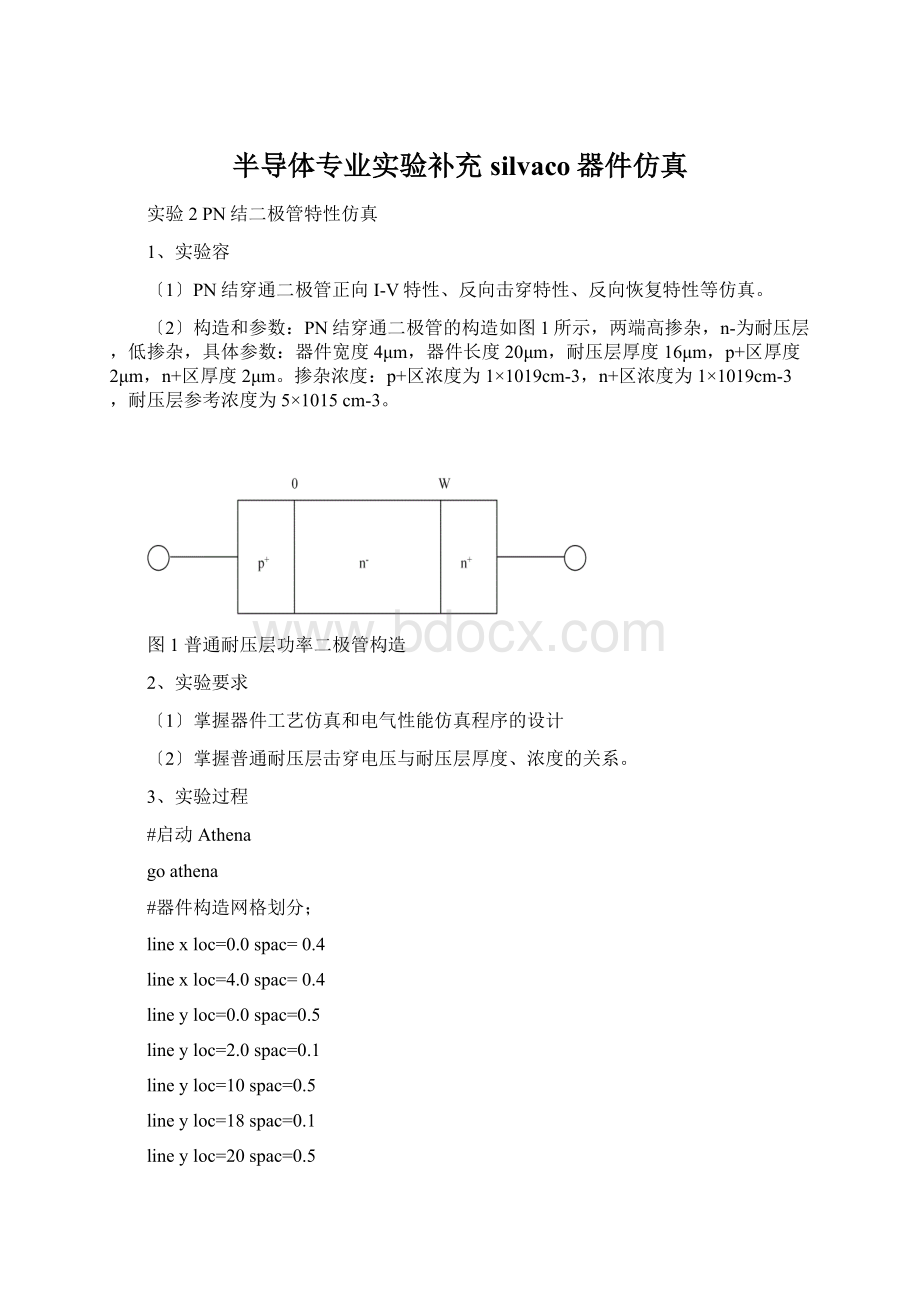 半导体专业实验补充silvaco器件仿真Word文档格式.docx_第1页