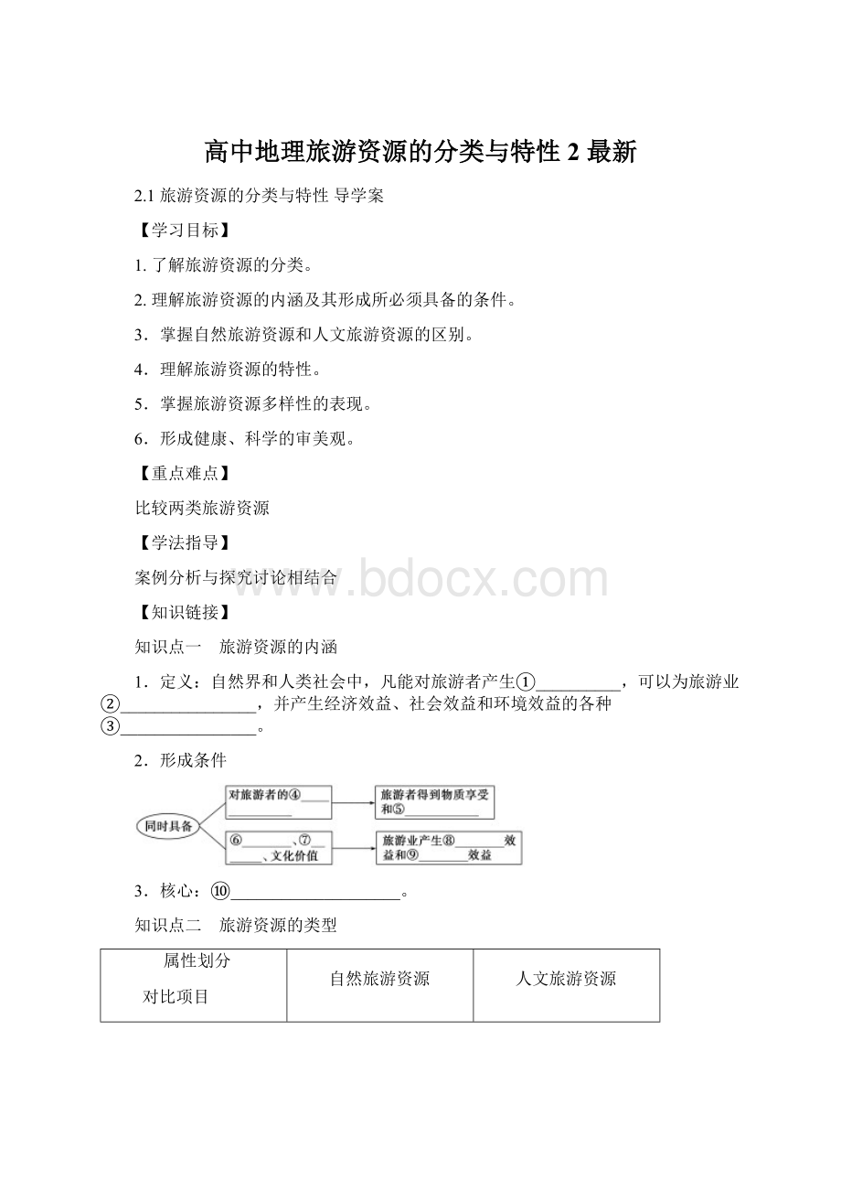 高中地理旅游资源的分类与特性2 最新Word文档下载推荐.docx