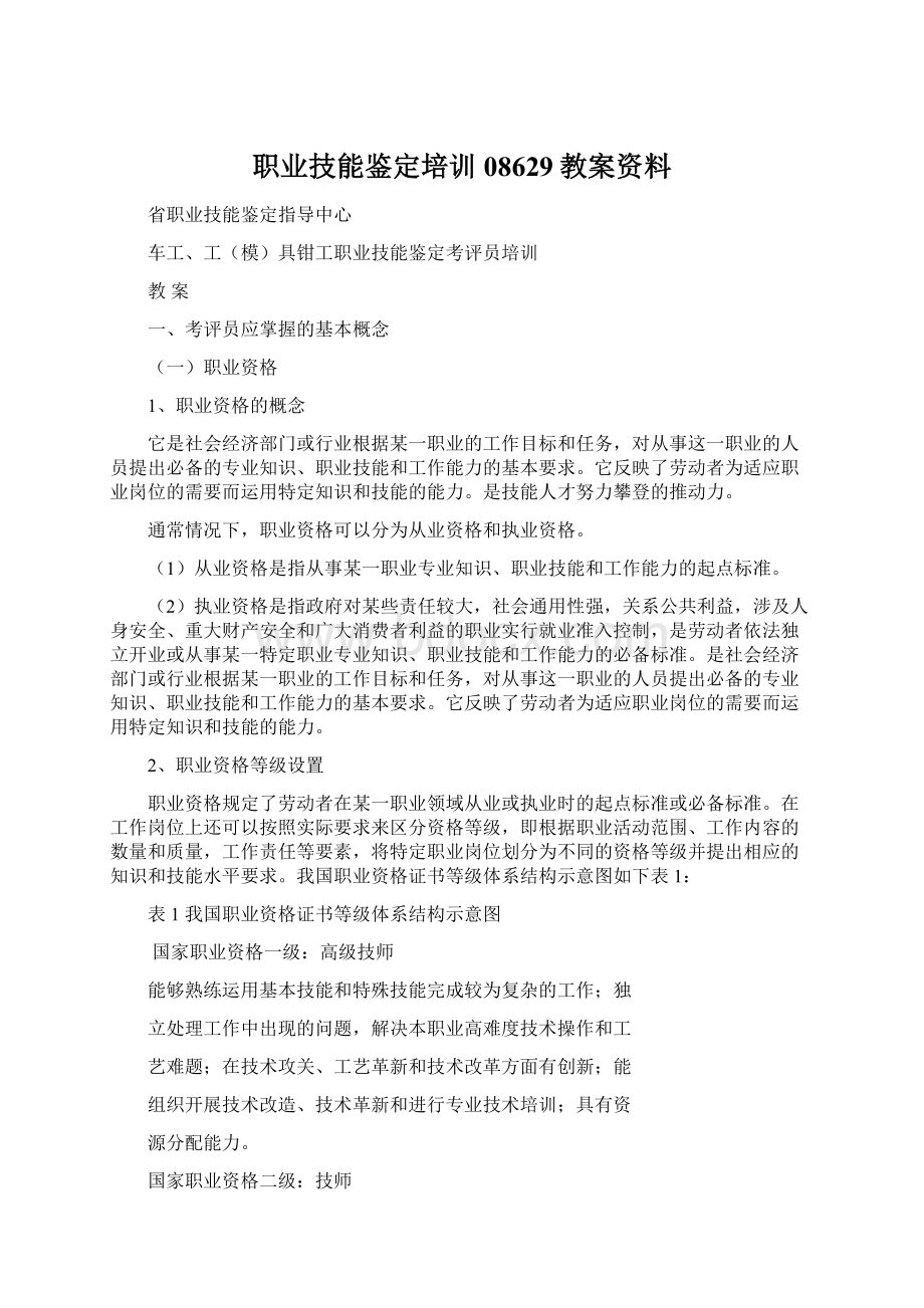 职业技能鉴定培训08629教案资料Word文档下载推荐.docx