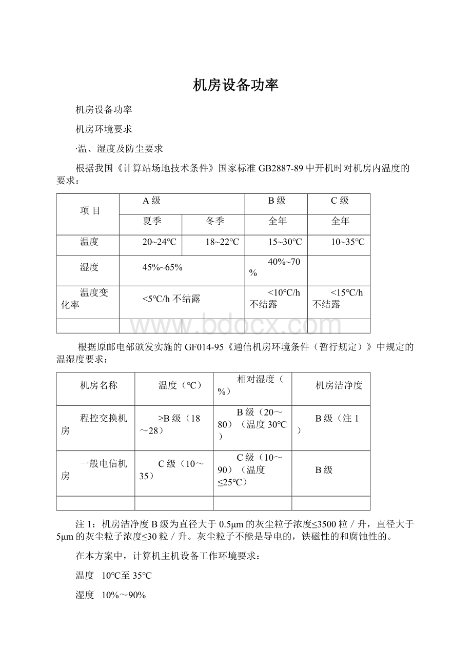 机房设备功率.docx_第1页